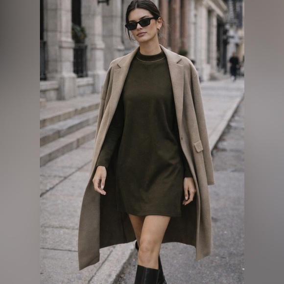 Zara Dresses & Skirts - ZARA Olive Green Long Sleeve Mini Dress – Mock Neck – Size Medium